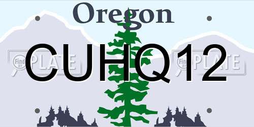 CUHQ12 Oregon License Plate