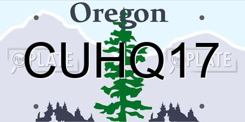 CUHQ17 Oregon License Plate