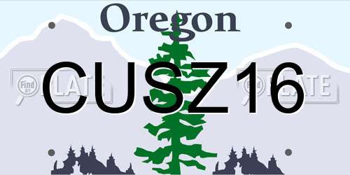 CUSZ16 Oregon License Plate