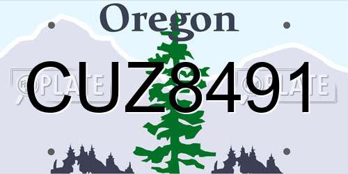 CUZ8491 Oregon License Plate