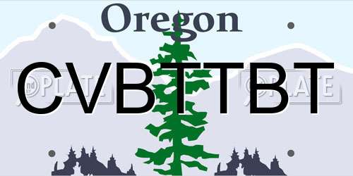 CVBTTBT Oregon License Plate