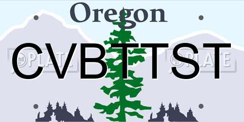 CVBTTST Oregon License Plate