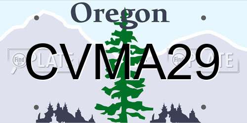 CVMA29 Oregon License Plate