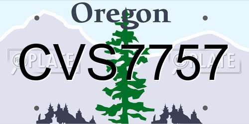 CVS7757 Oregon License Plate