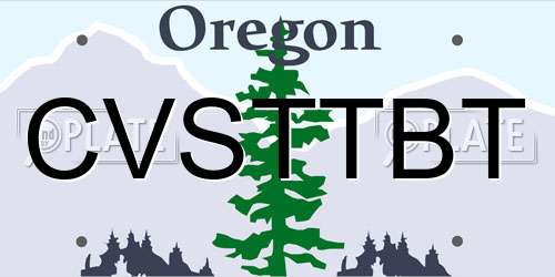 CVSTTBT Oregon License Plate
