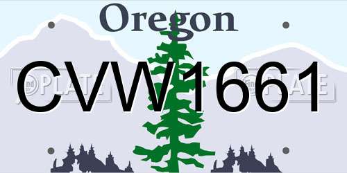 CVW1661 Oregon License Plate