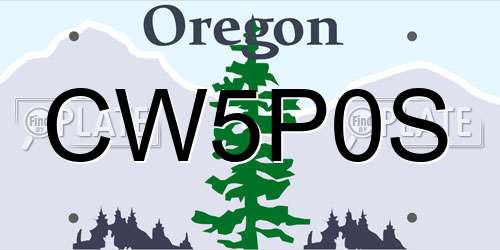 CW5P0S Oregon License Plate