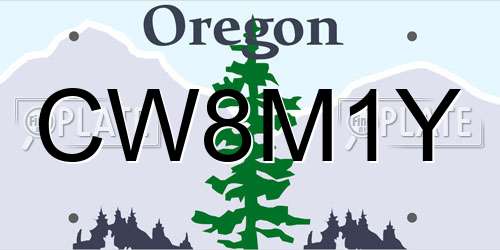 CW8M1Y Oregon License Plate