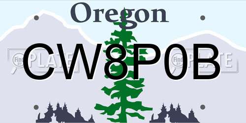CW8P0B Oregon License Plate