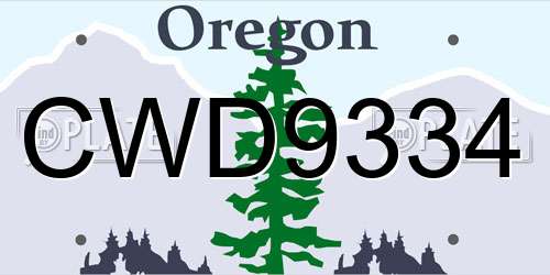 CWD9334 Oregon License Plate