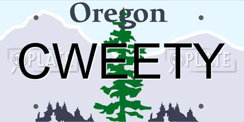 CWEETY Oregon License Plate