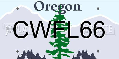 CWFL66 Oregon License Plate