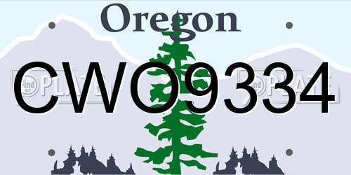 CWO9334 Oregon License Plate