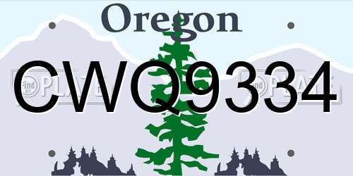 CWQ9334 Oregon License Plate