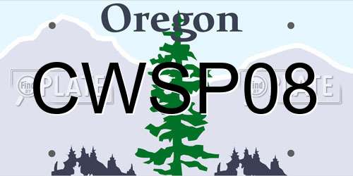 CWSP08 Oregon License Plate