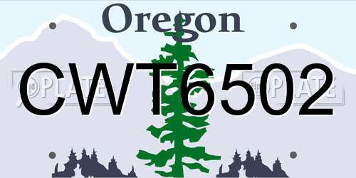 CWT6502 Oregon License Plate