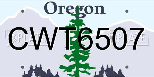 CWT6507 Oregon License Plate