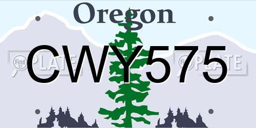 CWY575 Oregon License Plate