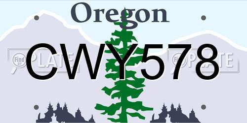 CWY578 Oregon License Plate
