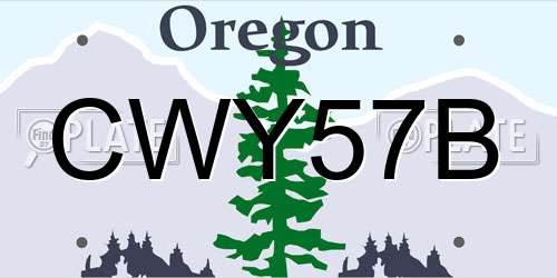 CWY57B Oregon License Plate
