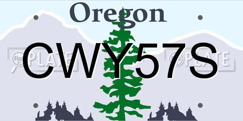 CWY57S Oregon License Plate
