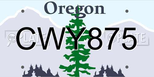 CWY875 Oregon License Plate
