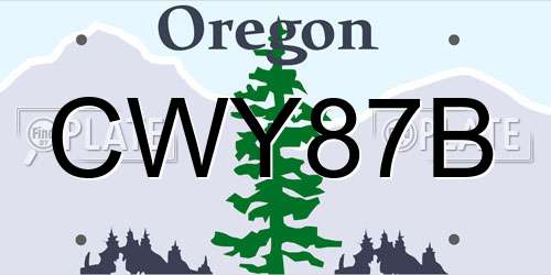 CWY87B Oregon License Plate