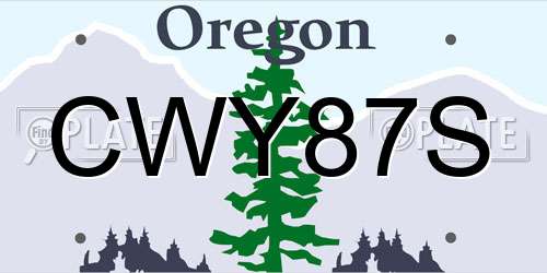 CWY87S Oregon License Plate
