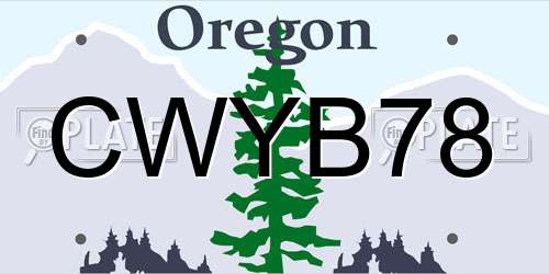 CWYB78 Oregon License Plate