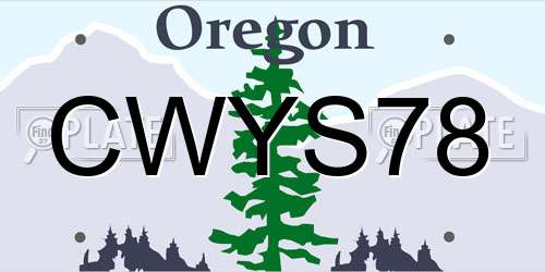 CWYS78 Oregon License Plate