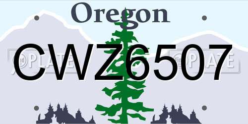 CWZ6507 Oregon License Plate