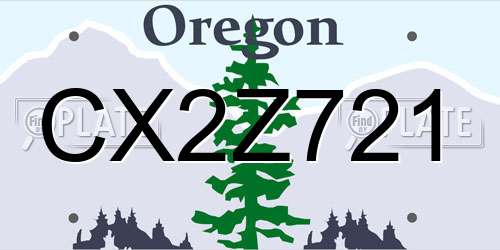 CX2Z721 Oregon License Plate