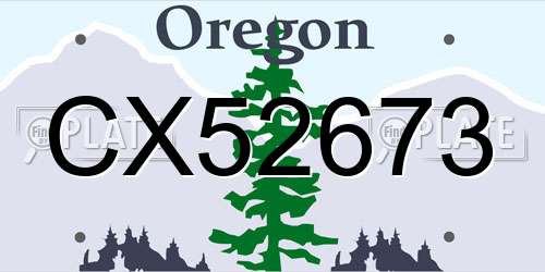CX52673 Oregon License Plate