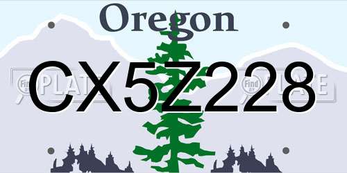 CX5Z228 Oregon License Plate