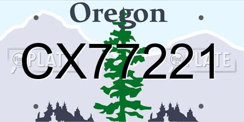 CX77221 Oregon License Plate
