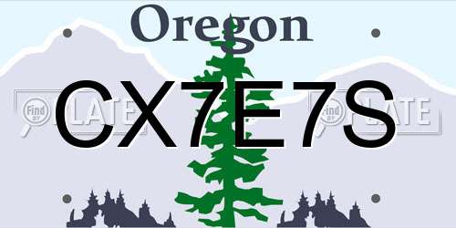 CX7E7S Oregon License Plate