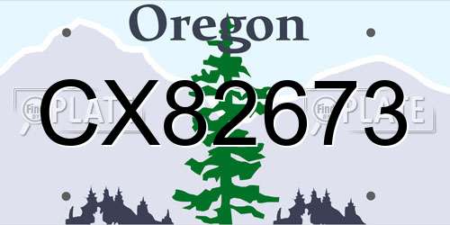 CX82673 Oregon License Plate