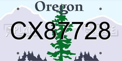 CX87728 Oregon License Plate