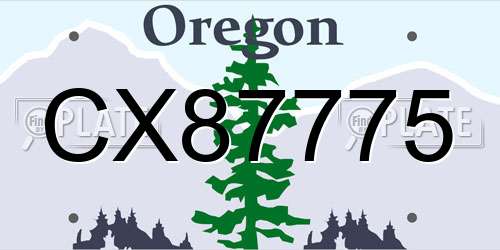 CX87775 Oregon License Plate