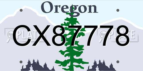 CX87778 Oregon License Plate