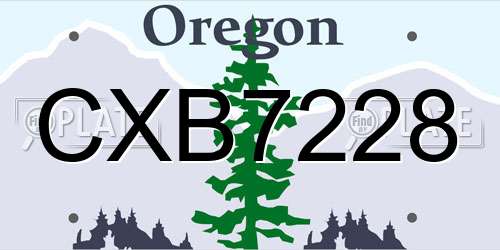 CXB7228 Oregon License Plate
