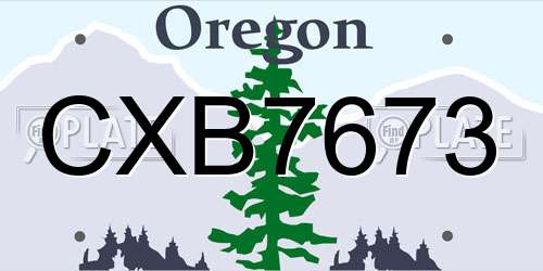 CXB7673 Oregon License Plate