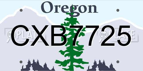 CXB7725 Oregon License Plate