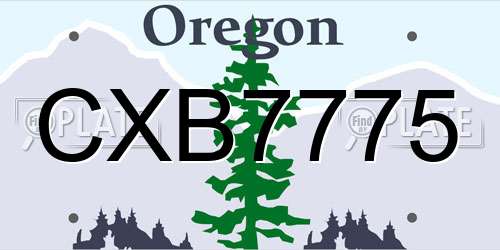 CXB7775 Oregon License Plate