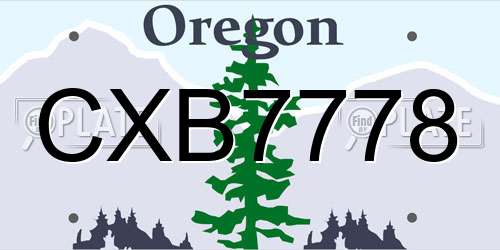 CXB7778 Oregon License Plate