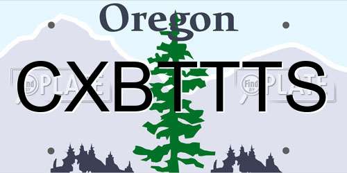 CXBTTTS Oregon License Plate