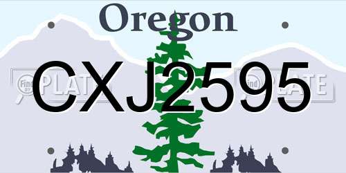 CXJ2595 Oregon License Plate