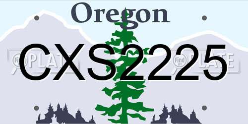 CXS2225 Oregon License Plate