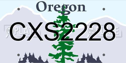 CXS2228 Oregon License Plate