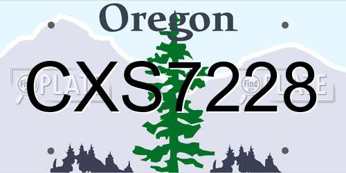 CXS7228 Oregon License Plate